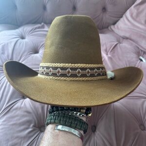 Stetson Tan Cowboy Hat with Decorative Band 7 3/8